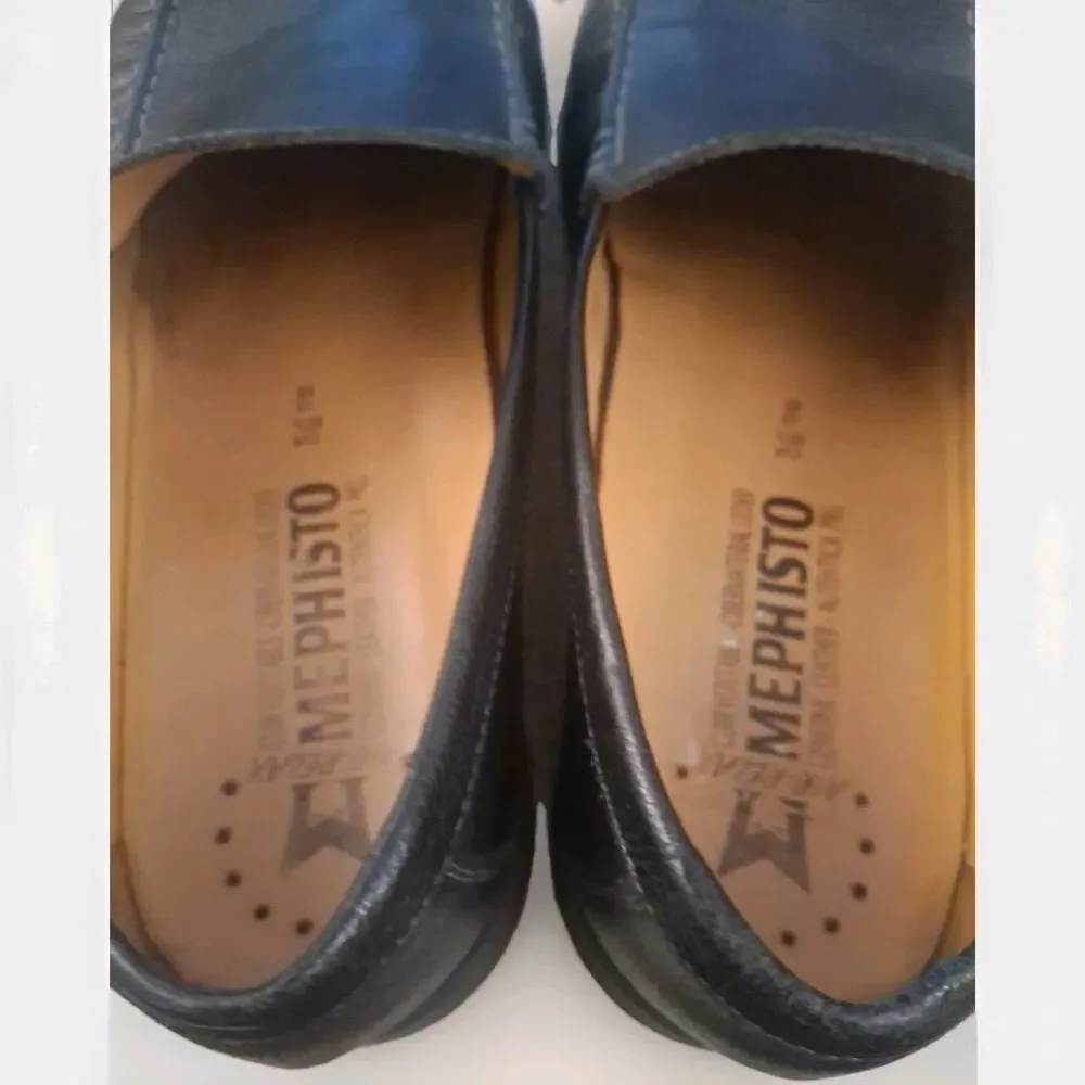 Mephisto Loafers Black Pebbled Leather Mens Shoes Air-Relax Slipons Sz 13